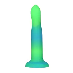 Фалоімітатор, що світиться в темряві Addiction Rave Glow in the Dark Dildo 8 (зелений з синім)