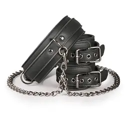 BDSM набір нашийник з наручниками EasyToys (чорний)