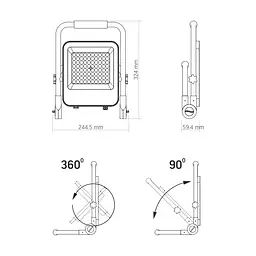 LED прожектор акумуляторний Videx Premium F2A 50W 5000K (26989-000) - мініатюра 8