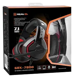 Гарнітура REAL-EL GDX-7800 Чорний/Червоний - мініатюра 7