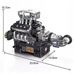 Конструктор двигун Mould King McLaren V8 Technic моторизований восьмициліндровий мотор для дітей та дорослих 737 деталей - мініатюра 5