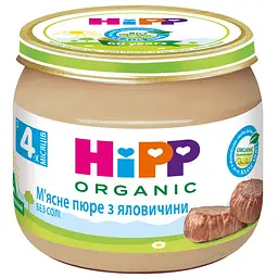 Органическое мясное пюре HiPP из говядины, 80 г