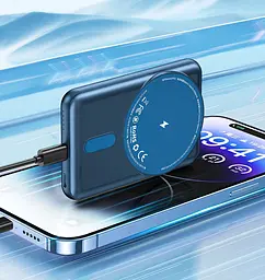 Зовнішній акумулятор WiWU Trunk Series Magnetic PP02 Wireless Charger 5000mAh 20W Blue [104340] - мініатюра 5