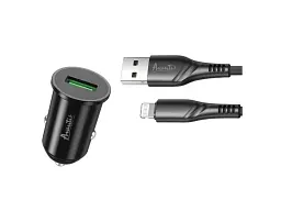 Автомобільний зарядний пристрій Avantis A915 QC 3.0/18 W 3 A with Lightning cable Black