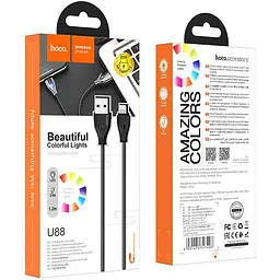USB Cable Hoco U88 Amazing Colors Litghtning Black 1.2m - мініатюра 4