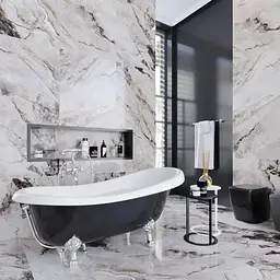 Ванна окремостояча глянцева Amidicon Symphony 167x78 чорна з литого каменю срібні ніжки SYMFONIYA_167_s_BLACK_HL, Чорний - мініатюра 2