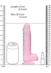 Фалоімітатор RealRock Crystal Clear 8" 21 см (рожевий) - мініатюра 10