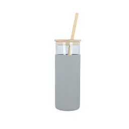 Скляна пляшка OldBro Tumbler з бамбуковою трубочкою Grey 550 мл - мініатюра 2