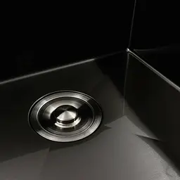 Кухонна мийка чорна PVD 78x48 L Platinum Handmade (два отвори, круглий сифон 3,0/0,8), Чорний - мініатюра 6