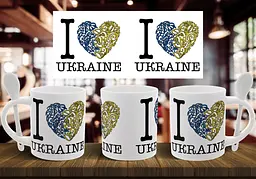 Чашка "I♥UKRAINE" 330 мл Біла з ложкою