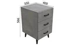 Тумба Віва 3 на конусних ніжках Ferrum-decor 56,5x35x40 Чорний метал ДСП Бетон 16 мм (FRD-106817) - мініатюра 4