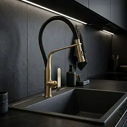 Змішувач для кухні Rea Castor із гнучким виливом black brushed gold REA-B4321 - мініатюра 3