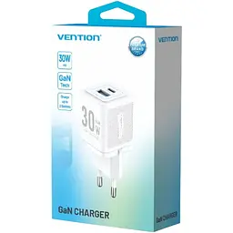 Зарядний пристрій 2xUSB 30W (USB-A/USB-C) + USB-C cable М-М Білий Vention - мініатюра 3