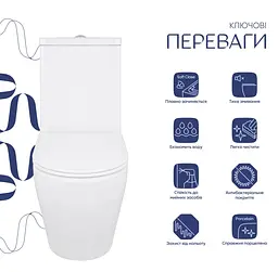 Унітаз підлоговий Qtap Jay Ultra Quiet з сидінням Slim Duroplast/ Soft-close/ Quick Release QT07222175TW - мініатюра 2
