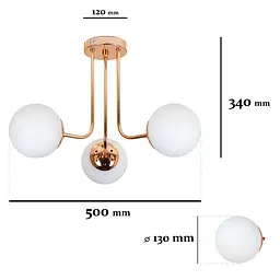 Люстра стельова Levistella 7529908-3 GOLD+WH, E27, 3 плафона, золото і білий, сучасний стиль для вітальні - мініатюра 2