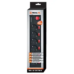 Мережевий фільтр живлення REAL-EL RS-6 EXTRA 3m, black (EL122300002) - мініатюра 2