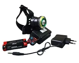Налобний акумуляторний ліхтар на голову Bailong T6 + COB для риболовлі 2 х 18650 Headlamp-HL2-1006 - мініатюра 2