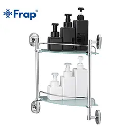 Полиця скляна подвійна кутова 250x250 Frap F1907-2 1/10, Хром - мініатюра 3