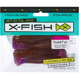 Силікон X-Fish Guddi Fat 4" Lox Red & Black Flake (4шт/уп) - мініатюра 2