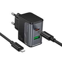 Мережевий зарядний пристрій Hoco CS71A Star Speed PD20W+QC3.0 charger set(Type-C to iP)(EU) Чорний