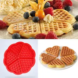 Силіконова форма для випічки вафель Серце, Kitchen Master Червоний 82546