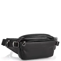 Сумка на пояс із натуральної шкіри чорна Tiding Bag 1001A