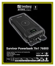 Павербанк Sandberg Black 76 800 mAh / 120 Вт (421-15) - мініатюра 6