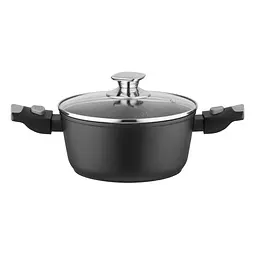 Каструля Ardesto Gemini Bari зі скляною кришкою 2.5 л 20 см алюміній чорна (AR1925AC)