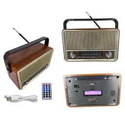 Радіоприймач акумуляторний портативний Bluetooth з пультом радіо акустика USB Retro Radio Kemai MD-510BT