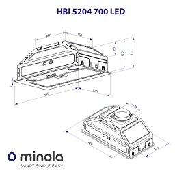 Витяжка повновбудована Minola HBI 5204 GR 700 LED - мініатюра 10