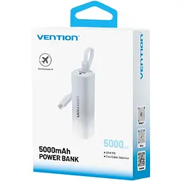 Універсальна мобільна батарея Vention 5000mAh 20W PD, USB-C In/Out, Lightning In/Out, with cable, Gradient Сірий - мініатюра 2