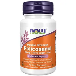 Натуральна добавка NOW Policosanol Double Strength 20 mg, 90 вегакапсул