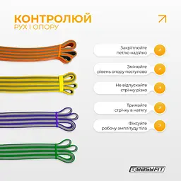 Набір двошарових резинок для підтягування EasyFit Premium 2-45 кг (4 шт) - мініатюра 9