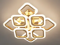 Люстра стельова LED Diasha AS8060/4+4G Dimmer, 80W, 4400 лм, золото, для вітальні, спальні, коридору - мініатюра 2