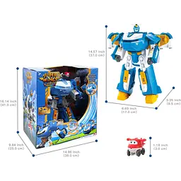 Ігровий набір Super Wings Transforming Aircraft Повітряна База Робот зі світловими та звуковими ефектами EU760888) - мініатюра 8