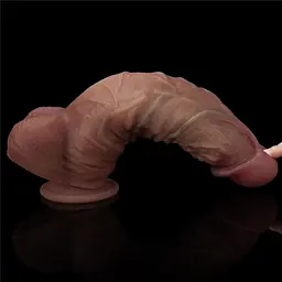 Фалоімітатор - Dual-Layered Silicone Cock XXL 10.5" Brown - мініатюра 9