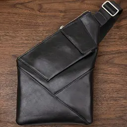 Шкіряна чоловіча сумка через плече Grande Pelle 11439 чорний