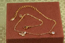 Браслет Xuping Jewelry на ногу метелик кубік камінчик 23 см золотистий