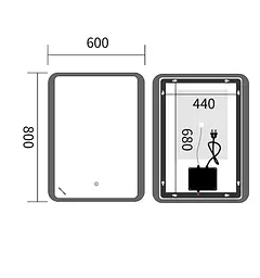 Дзеркало Mixxus Premium OLIVARY MR19-80x60-REVERSE (LED Touch, Anti-fog (3-6,5kK)) (MP6628) - мініатюра 6