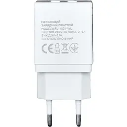 Мережевий зарядний пристрій Florence 2USB 2A Lightning cable White - мініатюра 2