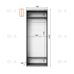 Шафа-купе Idea серія 8 90 x 60 x 240 см Венге темний Дзеркало - мініатюра 2