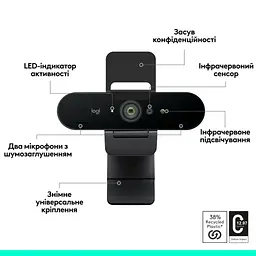 Веб-камера Logitech Brio 4K Ultra HD Graphite (960-001718) - мініатюра 5