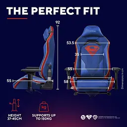 Trust Крісло GXT721SM Ruya Pro Superman edition, ПУ кожа, Foldable Armrests, синій - мініатюра 4