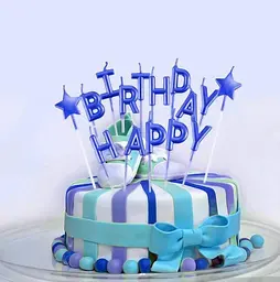 Свічки для торта "Happy Birthday" набір букв сині, декоративні свічки напис для дня народження, святкові свічки букви - мініатюра 2