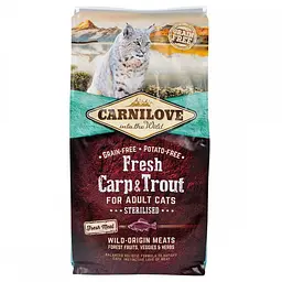 Сухий корм Carnilove Fresh Carp & Trout Sterilised for Adult cats 6 кг короп і форель для стерилізованих кішок - мініатюра 3