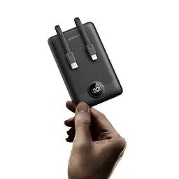 Зовнішній акумулятор VEGER 10000 mAh with built-in cables Type C / Lightning PD QC3.0 2A 22,5W C11 (W1170) black (VG-W1170) - мініатюра 4