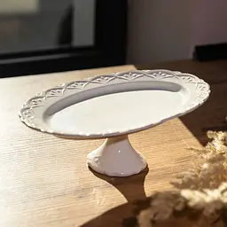 Блюдо сервірувальне порцелянове  Yiwu  Pearl 35.5 см на ніжці Yiwu 120-YH-HG048 - мініатюра 2