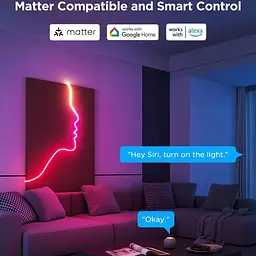 Стрічка світлодіодна розумна Govee H61D3 Neon Rope Light 2, 3м, RGBIC, WI-FI/Bluetooth, білий - мініатюра 7