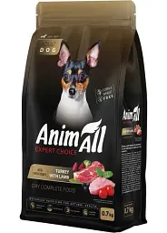 Повнораціонний сухий корм AnimAll для собак малих порід зі свіжою індичкою та ягням, 0,7 кг
