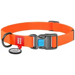 Нашийник для собак Waudog Waterproof коллартекс водостійкий з QR паспортом пластикова пряжка-фастекс 38-58х2.5 см помаранчевий
